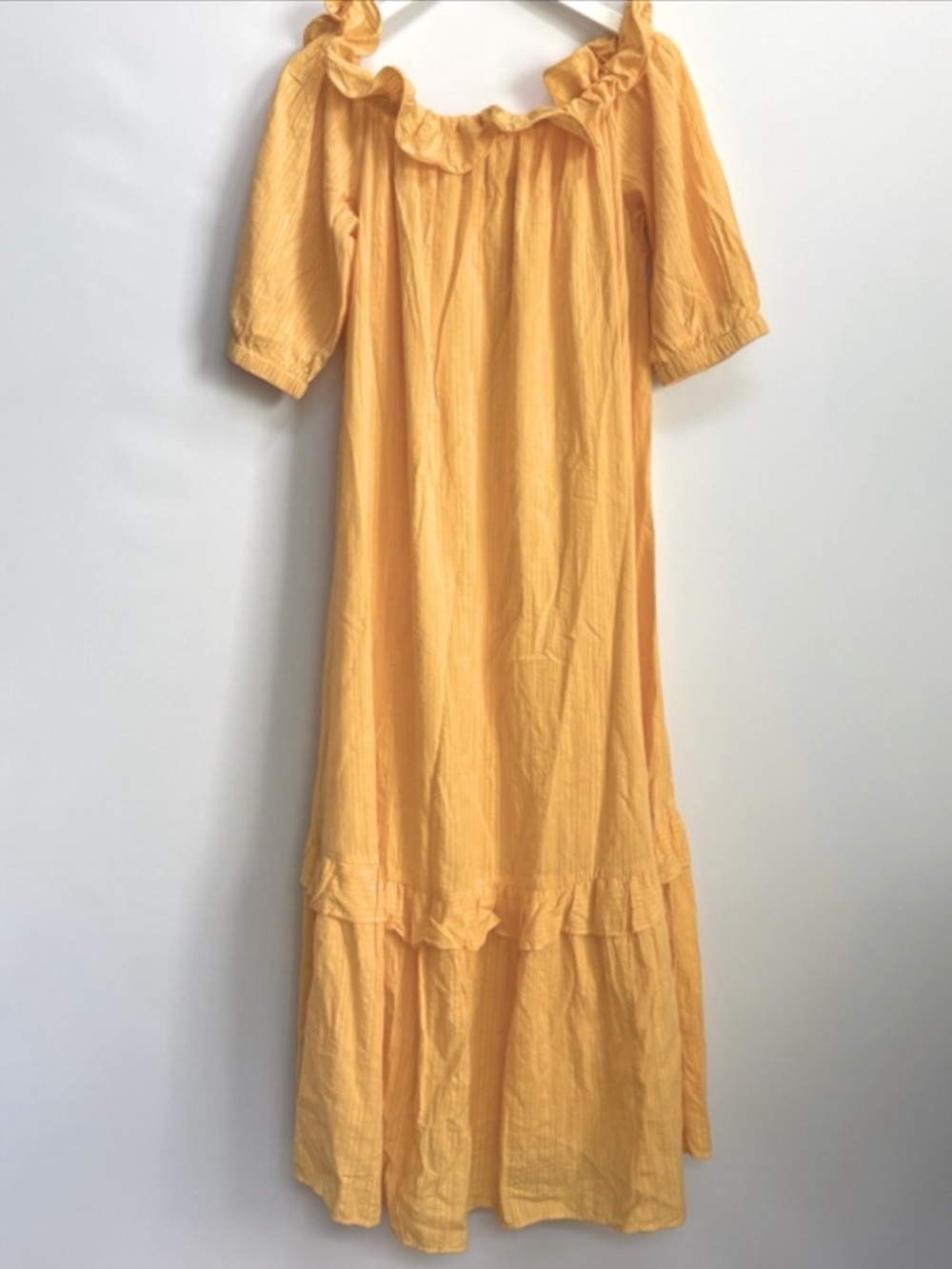 Anthropologie Ruffle Off-The-Shoulder Button  Gauze Beach Cover Up Dress, S - Picture 5 of 12
